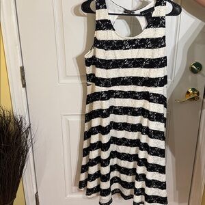 Lane Bryant Black and White Lace Striped Dress